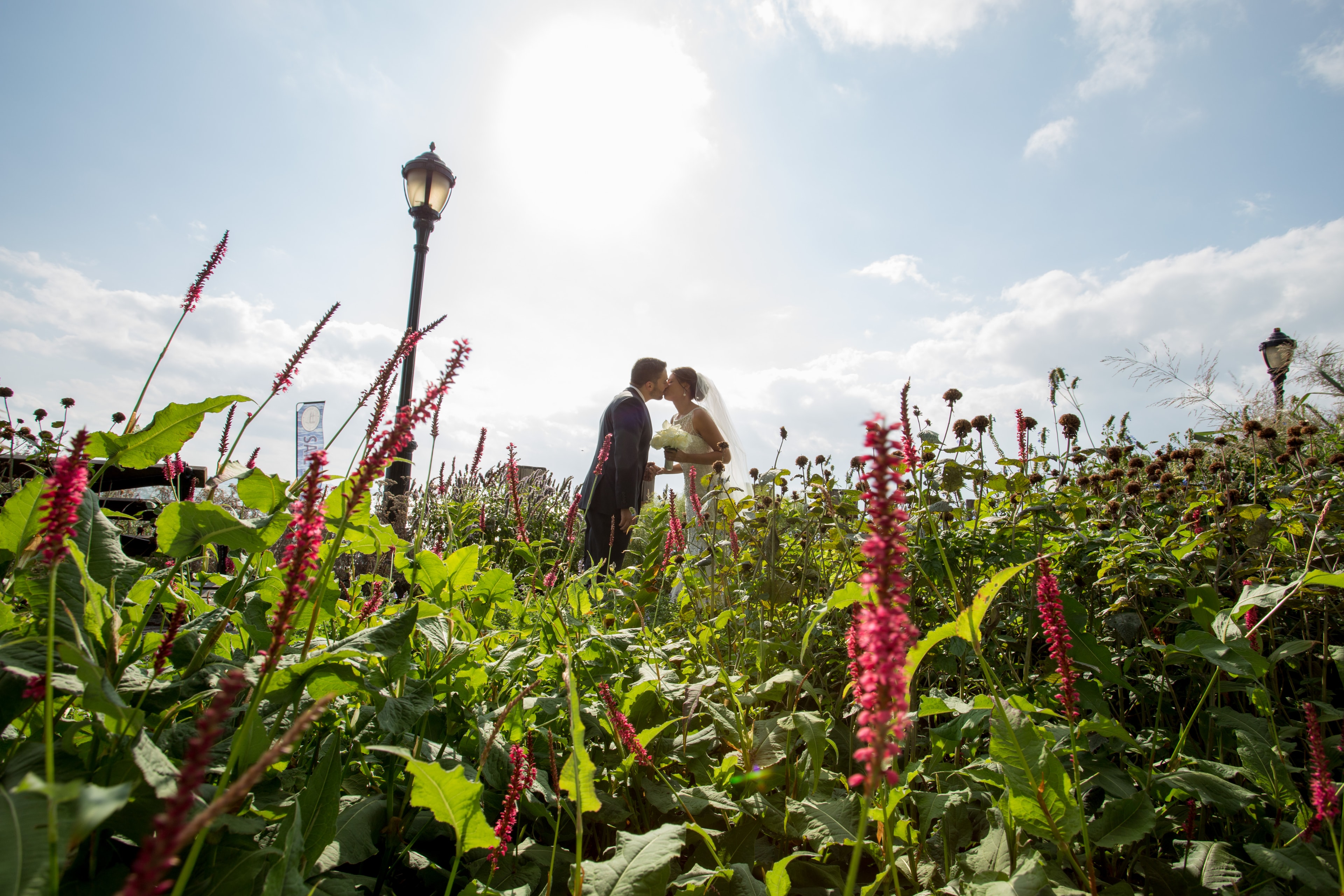 Bride with flowers in garden